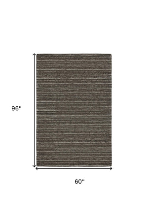 Homeroots 5' X 8' Brown And Ivory Wool Striped Hand Tufted Area Rug Brown Wool 565618