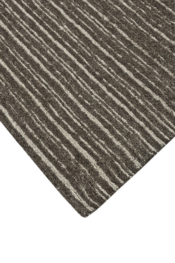 Homeroots 5' X 8' Brown And Ivory Wool Striped Hand Tufted Area Rug Brown Wool 565618