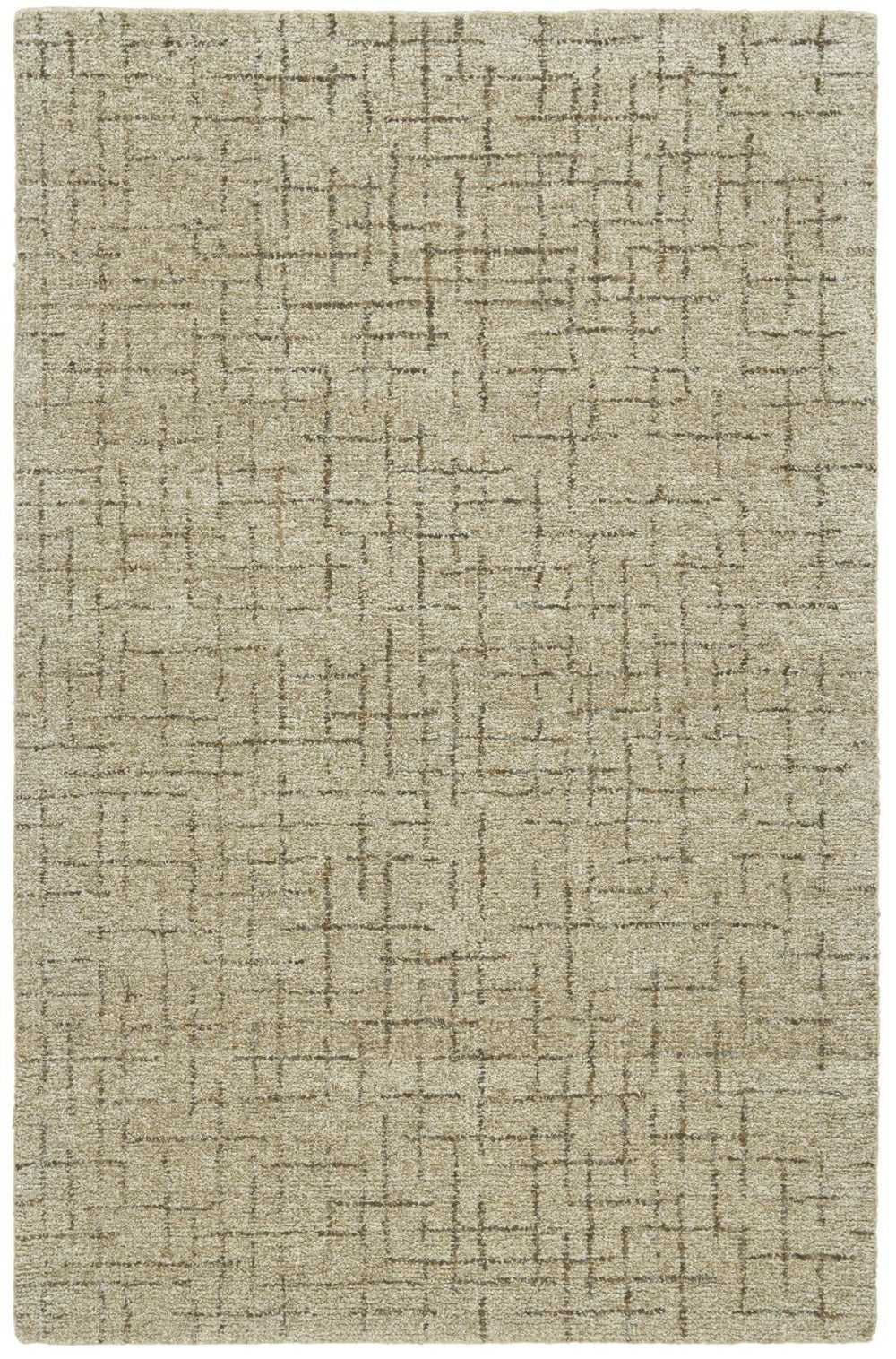 HomeRoots 5' X 8' Tan Wool Hand-Tufted Geometric Area Rug for Modern Homes - Soft, Durable, and Stylish Design Gray 565619