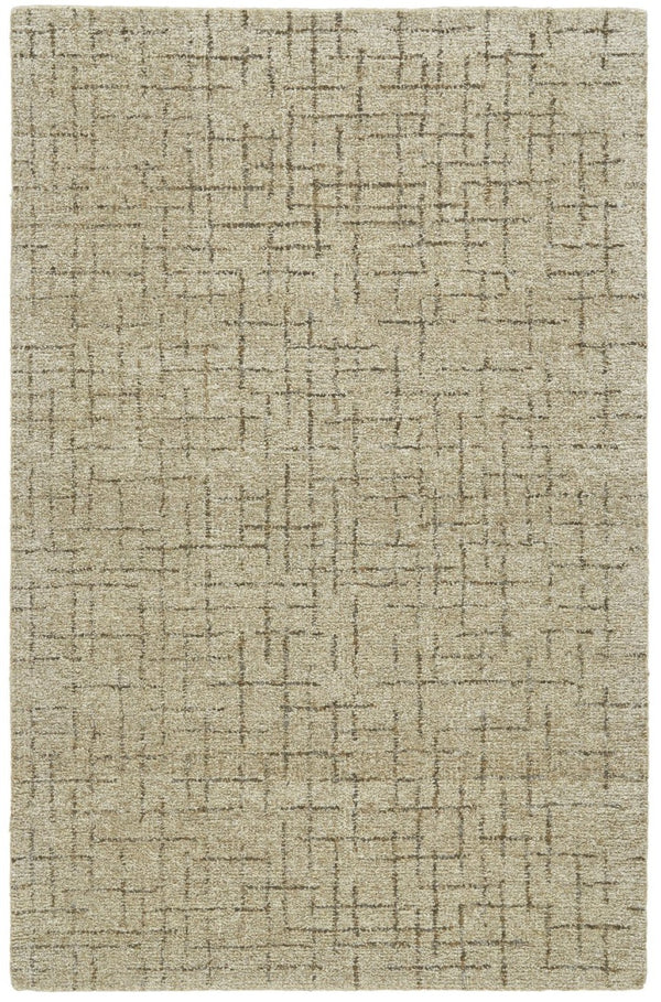 HomeRoots 5' X 8' Tan Wool Hand-Tufted Geometric Area Rug for Modern Homes - Soft, Durable, and Stylish Design Gray 565619