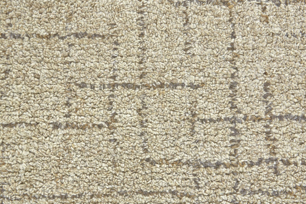 HomeRoots 5' X 8' Tan Wool Hand-Tufted Geometric Area Rug for Modern Homes - Soft, Durable, and Stylish Design Gray 565619