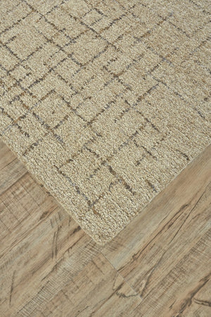 HomeRoots 5' X 8' Tan Wool Hand-Tufted Geometric Area Rug for Modern Homes - Soft, Durable, and Stylish Design Gray 565619