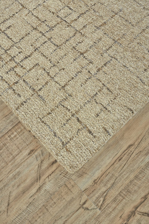 HomeRoots 5' X 8' Tan Wool Hand-Tufted Geometric Area Rug for Modern Homes - Soft, Durable, and Stylish Design Gray 565619