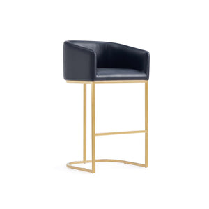 English Elm Louvre Metal Upholstered Barstool – Chic Black Design With 360-Degree Swivel & Luxurious Comfort B365P400009