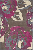 Homeroots 5' X 8' Ivory Purple And Taupe Floral Power Loom Area Rug Taupe Viscose 565623