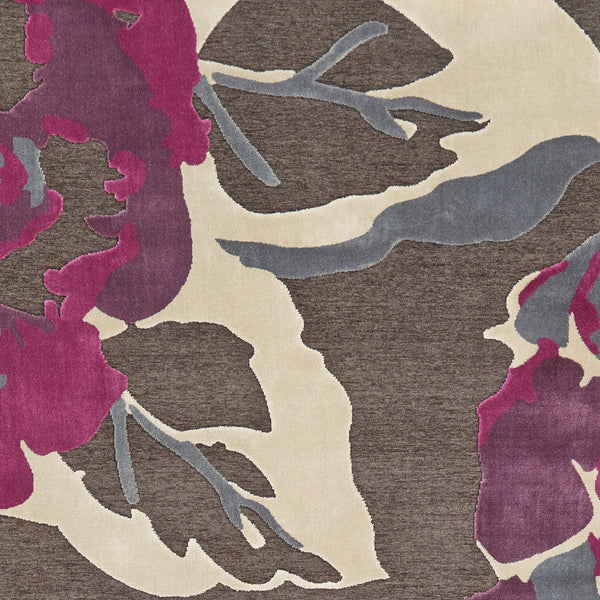 Homeroots 8' X 11' Ivory Purple And Taupe Floral Power Loom Area Rug Taupe Viscose 565624