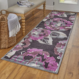 Homeroots 8' Ivory Purple And Taupe Floral Power Loom Runner Rug Taupe Viscose 565625