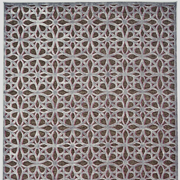 HomeRoots 10' Geometric Area Rug in Purple, Brown, and Gray – Stylish Power-Loomed Design for Modern Spaces 10' X 13' 565630