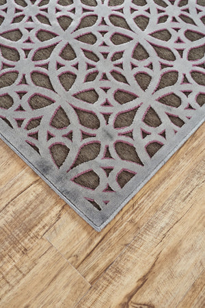 HomeRoots 10' Geometric Area Rug in Purple, Brown, and Gray – Stylish Power-Loomed Design for Modern Spaces 10' X 13' 565630