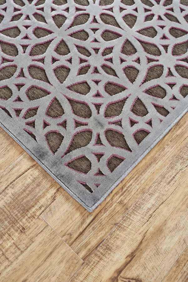 HomeRoots 10' Geometric Area Rug in Purple, Brown, and Gray – Stylish Power-Loomed Design for Modern Spaces 10' X 13' 565630