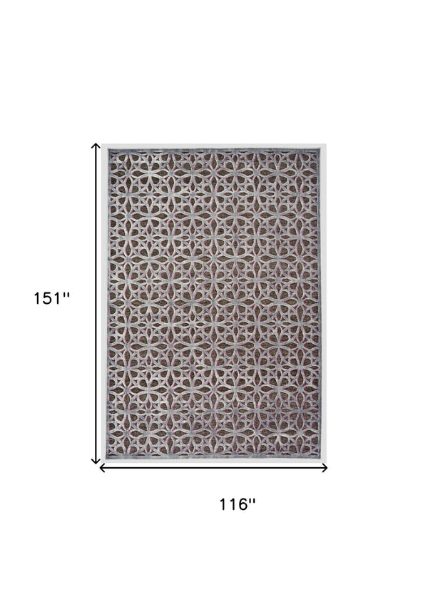 HomeRoots 10' Geometric Area Rug in Purple, Brown, and Gray – Stylish Power-Loomed Design for Modern Spaces 10' X 13' 565630