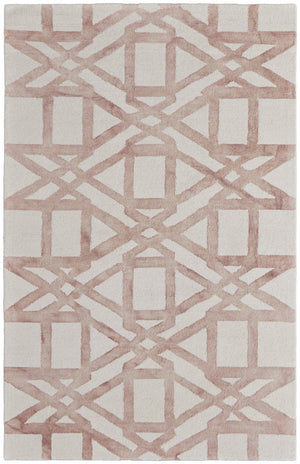 HomeRoots 4' Wool Geometric Area Rug in Ivory, Pink, and Tan - Stylish, Durable, and Perfect for Any Space 4' X 6' 565633