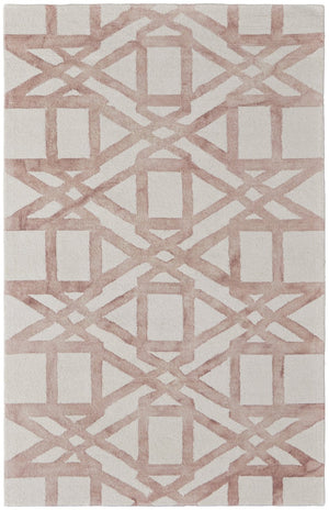 HomeRoots 4' Wool Geometric Area Rug in Ivory, Pink, and Tan - Stylish, Durable, and Perfect for Any Space 4' X 6' 565633