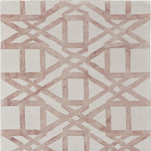 HomeRoots 4' Wool Geometric Area Rug in Ivory, Pink, and Tan - Stylish, Durable, and Perfect for Any Space 5' X 8' 565634