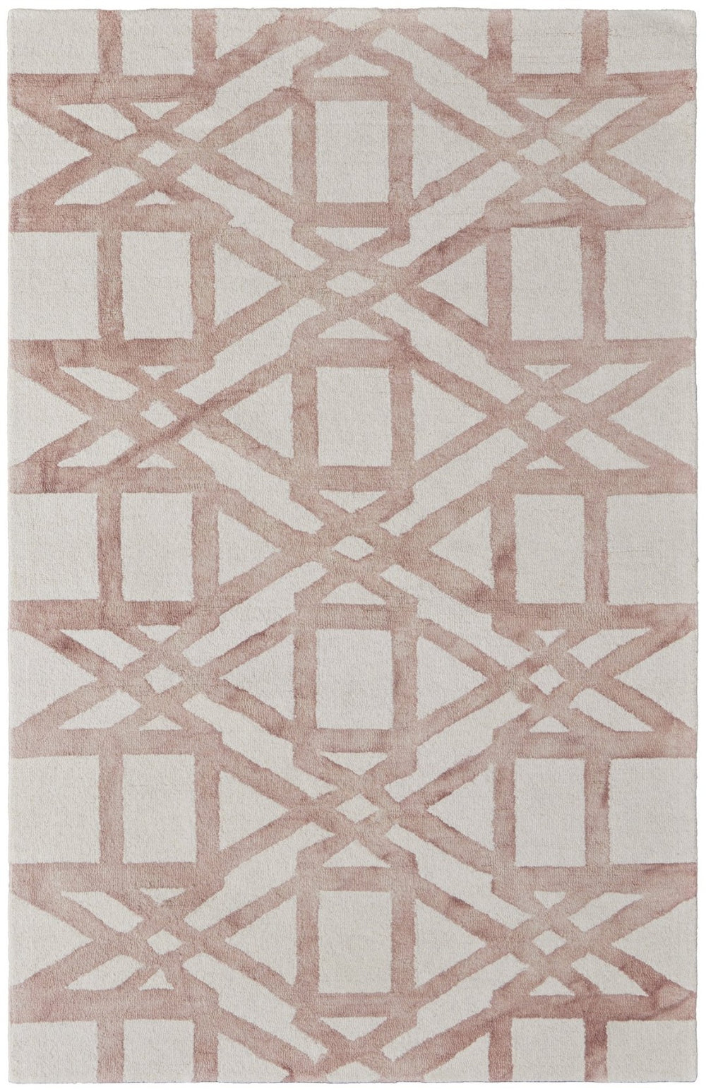 HomeRoots 4' Wool Geometric Area Rug in Ivory, Pink, and Tan - Stylish, Durable, and Perfect for Any Space 5' X 8' 565634
