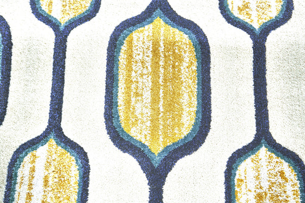 Homeroots 7' X 10' Ivory Blue And Yellow Geometric Power Loom Area Rug Ivory Polypropylene 565639