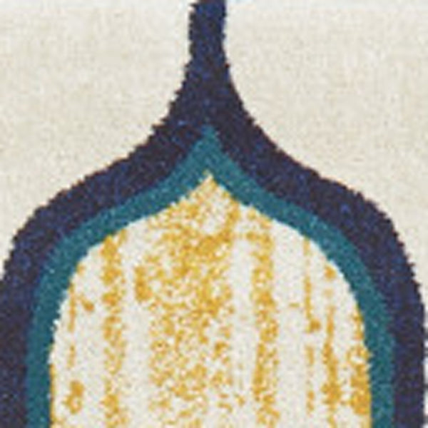 Homeroots 8' X 11' Ivory Blue And Yellow Geometric Power Loom Area Rug Ivory Polypropylene 565640