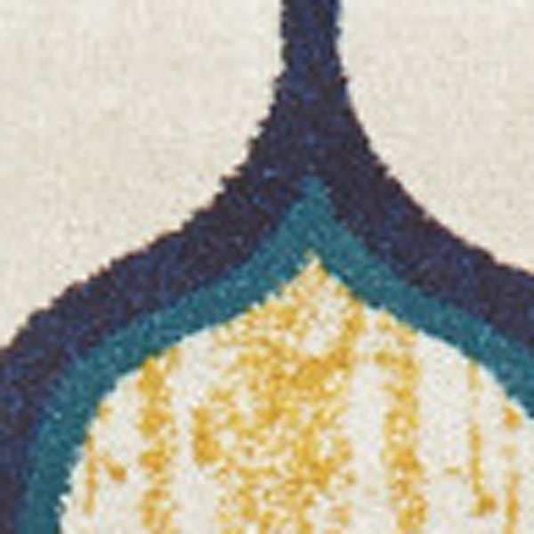 Homeroots 8' X 11' Ivory Blue And Yellow Geometric Power Loom Area Rug Ivory Polypropylene 565640