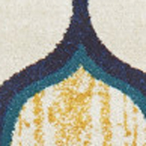 Homeroots 10' X 13' Ivory Blue And Yellow Geometric Power Loom Area Rug Ivory Polypropylene 565641