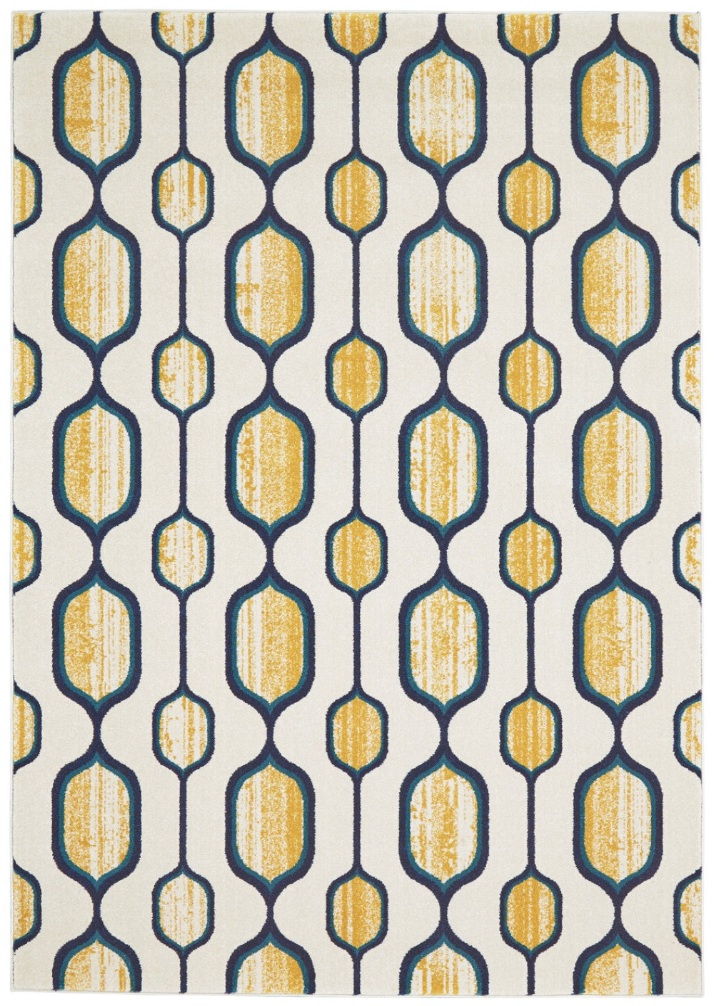 HomeRoots 10' Modern Ivory Blue and Yellow Geometric Area Rug for Stylish Living Spaces and Easy Care 10' X 13' 565641
