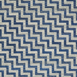 Homeroots 8' X 11' Blue And Gray Chevron Power Loom Area Rug Blue Polypropylene 565647