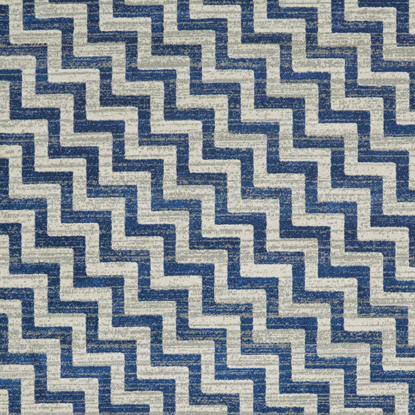 Homeroots 8' X 11' Blue And Gray Chevron Power Loom Area Rug Blue Polypropylene 565647