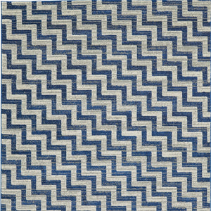 Homeroots 8' X 11' Blue And Gray Chevron Power Loom Area Rug Blue Polypropylene 565647