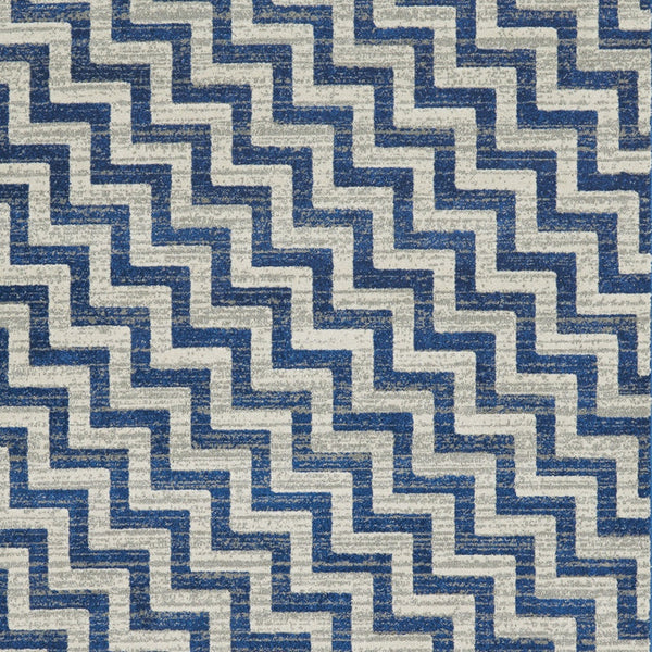 Homeroots 10' X 13' Blue And Gray Chevron Power Loom Area Rug Blue Polypropylene 565648