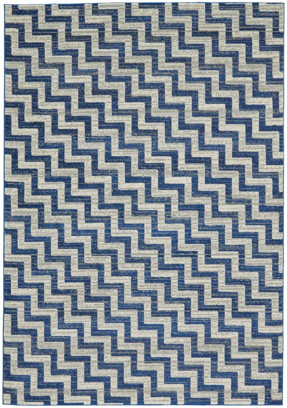 HomeRoots 10' Blue and Gray Chevron Area Rug - Durable, Stain-Resistant, Perfect for High-Traffic Spaces! 10' X 13' 565648