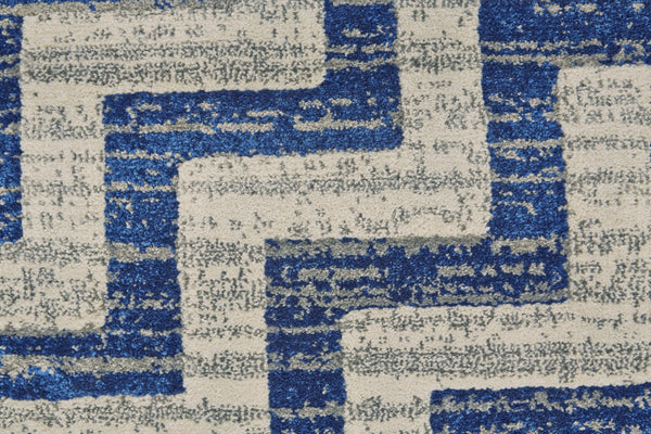 Homeroots 10' X 13' Blue And Gray Chevron Power Loom Area Rug Blue Polypropylene 565648