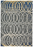 Homeroots 7' X 10' Gray Ivory And Blue Geometric Power Loom Worn Faded Area Rug Gray Polypropylene 565649