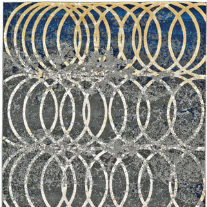 HomeRoots 10' Gray, Ivory & Blue Geometric Area Rug - Soft, Durable Power Loomed Design for Living Spaces 10' X 13' 565651