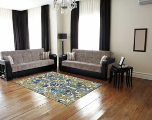 HomeRoots 7' Elegant Floral Area Rug in Green, Gray, and Tan – Durable, Stain-Resistant, and Stylish Design 7' X 10' 565652