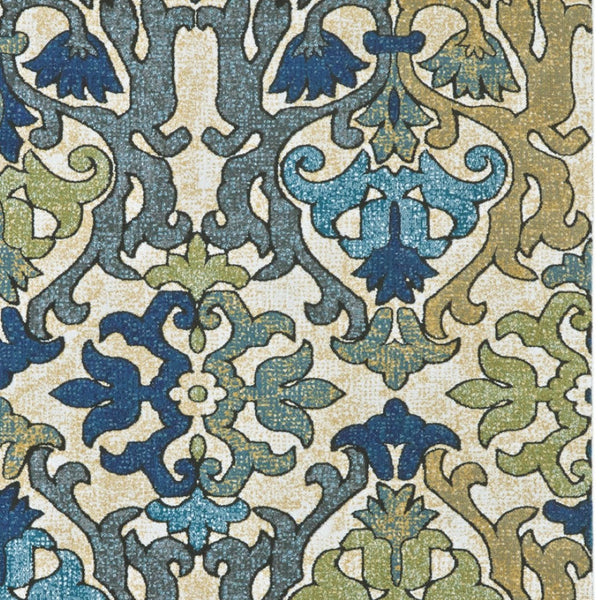 HomeRoots 7' Elegant Floral Area Rug in Green, Gray, and Tan – Durable, Stain-Resistant, and Stylish Design 7' X 10' 565652