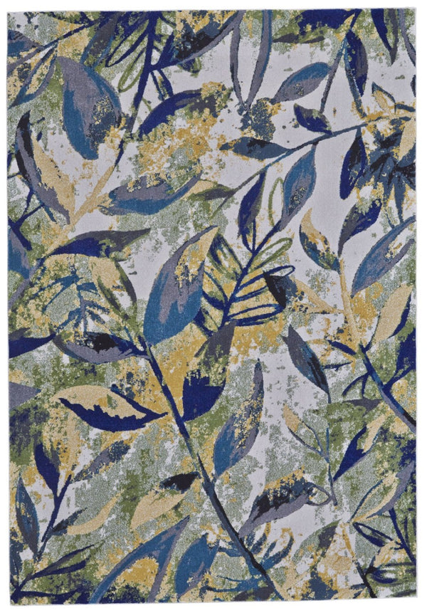 HomeRoots 10' Worn-Faded Floral Area Rug in Green, Blue, and Ivory - Timeless Charm for Any Space 10' X 13' 565656
