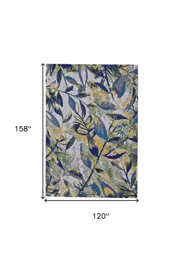 HomeRoots 10' Worn-Faded Floral Area Rug in Green, Blue, and Ivory - Timeless Charm for Any Space 10' X 13' 565656