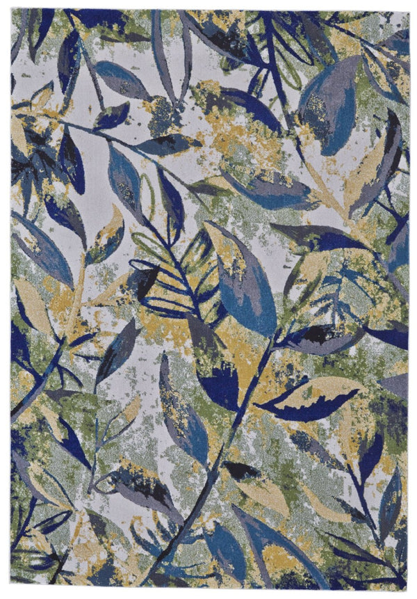 HomeRoots 10' Worn-Faded Floral Area Rug in Green, Blue, and Ivory - Timeless Charm for Any Space 10' X 13' 565656