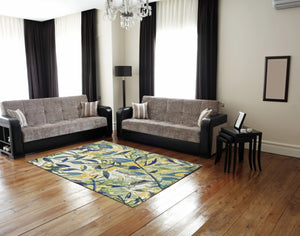 HomeRoots 10' Worn-Faded Floral Area Rug in Green, Blue, and Ivory - Timeless Charm for Any Space 10' X 13' 565656