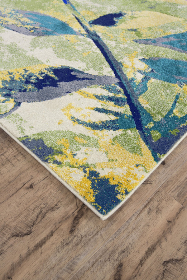 HomeRoots 10' Worn-Faded Floral Area Rug in Green, Blue, and Ivory - Timeless Charm for Any Space 10' X 13' 565656