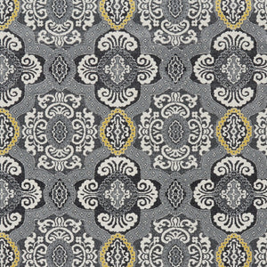 Homeroots 8' X 11' Gray Ivory And Yellow Damask Power Loom Area Rug Ivory Polypropylene 565657