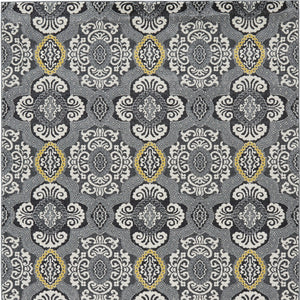 Homeroots 8' X 11' Gray Ivory And Yellow Damask Power Loom Area Rug Ivory Polypropylene 565657