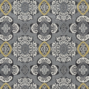 Homeroots 10' X 13' Gray Ivory And Yellow Damask Power Loom Area Rug Ivory Polypropylene 565658