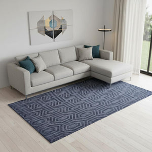 HomeRoots 8' X 10' Hand-Woven Blue Geometric Area Rug - Durable, Unique, and Perfect for Modern Living Spaces 565660