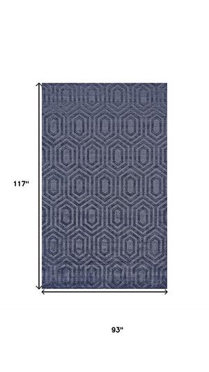 HomeRoots 8' X 10' Hand-Woven Blue Geometric Area Rug - Durable, Unique, and Perfect for Modern Living Spaces 565660