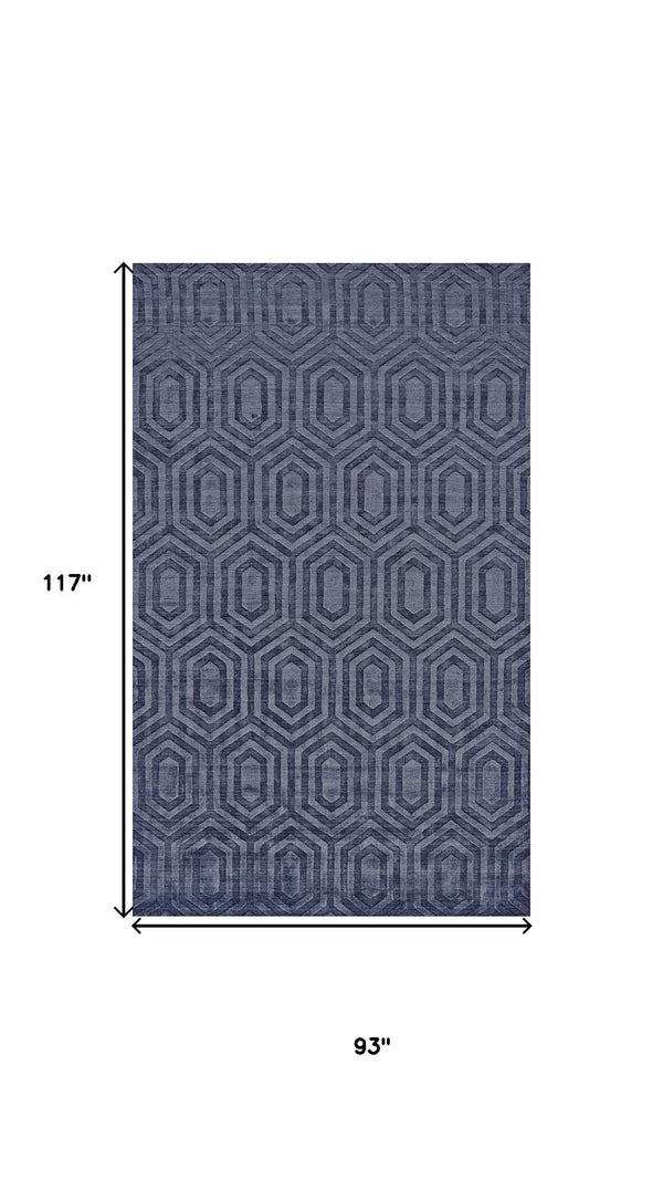 HomeRoots 8' X 10' Hand-Woven Blue Geometric Area Rug - Durable, Unique, and Perfect for Modern Living Spaces 565660
