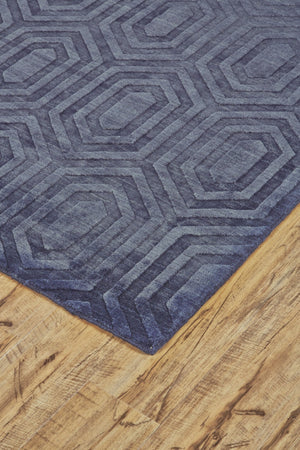 HomeRoots 8' X 10' Hand-Woven Blue Geometric Area Rug - Durable, Unique, and Perfect for Modern Living Spaces 565660