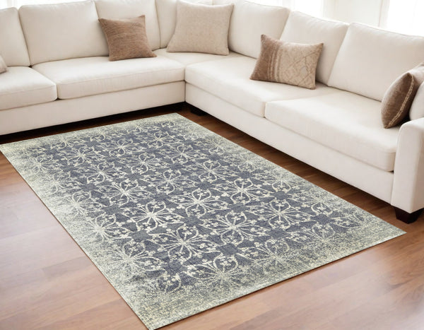 Homeroots 5' X 8' Tan And Gray Geometric Power Loom Area Rug Gray Viscose 565661