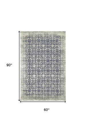 Homeroots 5' X 8' Tan And Gray Geometric Power Loom Area Rug Gray Viscose 565661