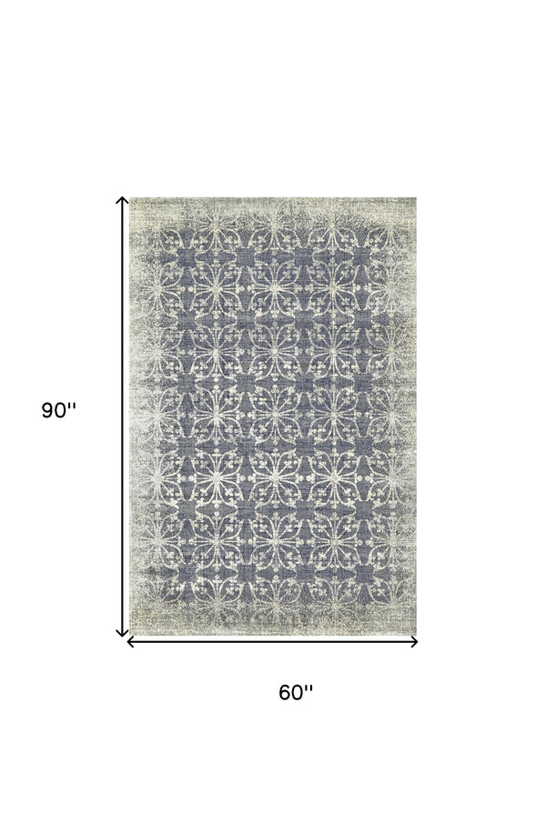 Homeroots 5' X 8' Tan And Gray Geometric Power Loom Area Rug Gray Viscose 565661