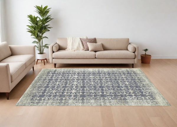 Homeroots 9' X 12' Tan And Gray Geometric Power Loom Area Rug Gray Viscose 565662